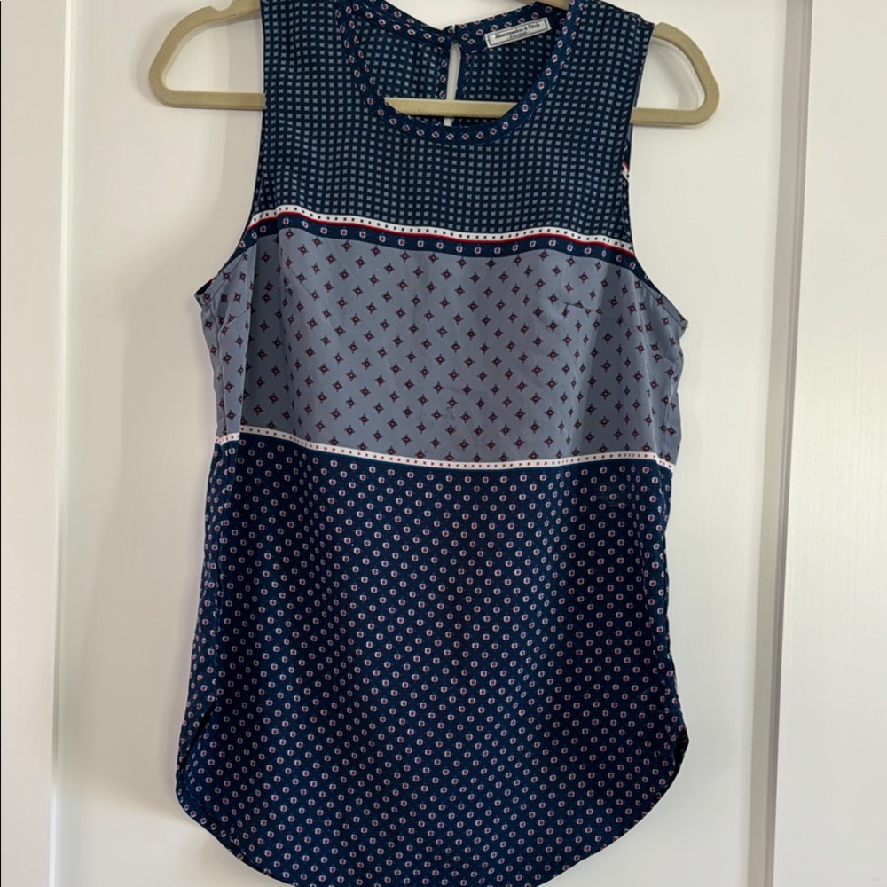 Abercrombie and Fitch Red, White and Blue Patterned Sleeveless Top
